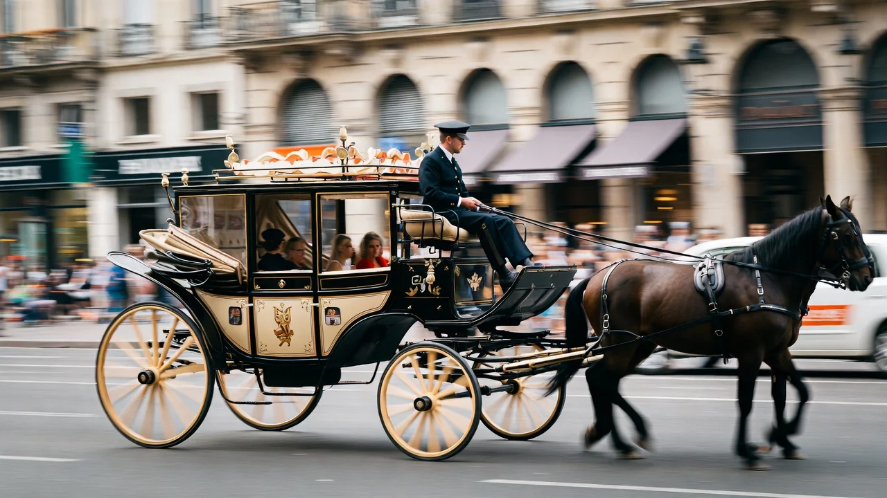 Calèche décorée avec touristes