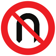À partir du signal et jusqu’au prochain carrefour inclus, interdiction pour les conducteurs de faire demi- tour