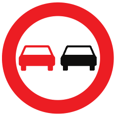 Panneau C35 — Interdiction de dépasser par la gauche