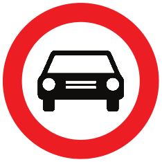 Accès interdit aux véhicules à moteur à plus de deux roues et aux motocyclettes avec side- car