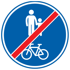 Fin de la partie de la voie publique obligatoire pour les piétons et les cyclistes