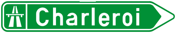 Signal de direction Itinéraire par autoroute. La distance en kilomètres peut être indiquée sur le signal