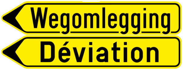 Signal de direction Itinéraire de déviation. « Déviation » peut être remplacé par le nom de la destination