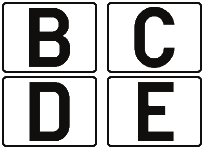 Un panneau additionnel portant la lettre B, C, D ou E indique que l’interdiction est applicable aux véhicules transportant des marchandises dangereuses dont l’accès est interdit respectivement dans les tunnels de catégorie B, C, D ou E, telles que ces catégories sont prévues par l’article 1.9.5.2 de l’annexe A de l’accord européen relatif au transport international de marchandises dangereuses par route (ADR) fait à Genève le 30 septembre 1957